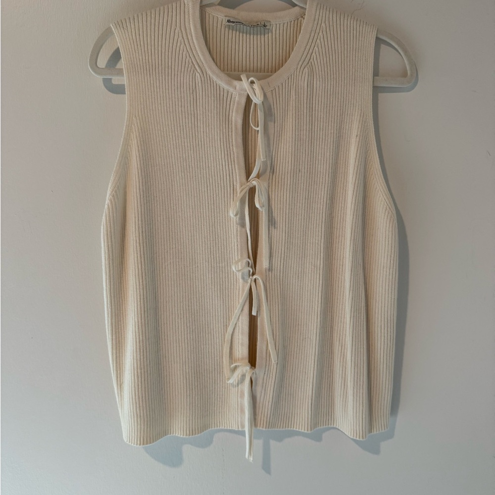 Abercrombie & Fitch Cream Tie-Front Tank Top